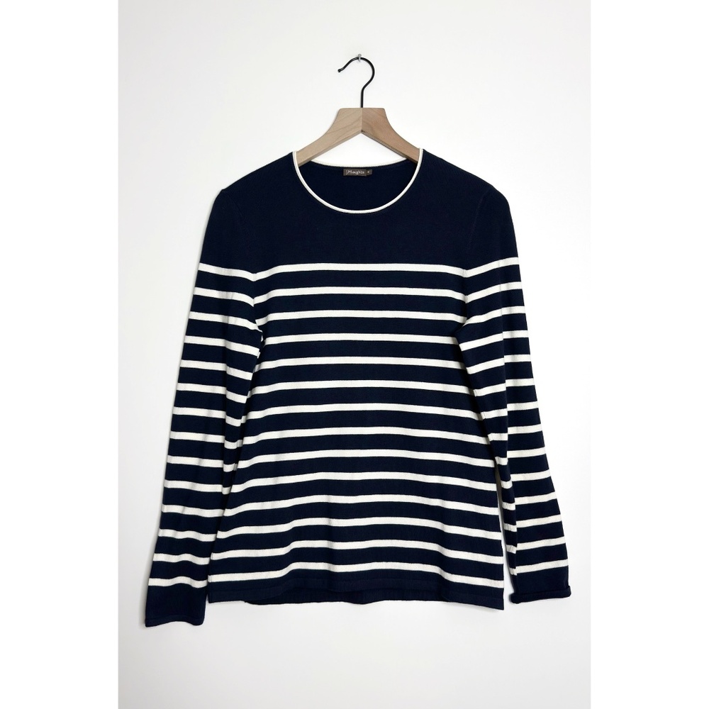 J. MCLAUGHLIN Navy Striped Cotton Sweater